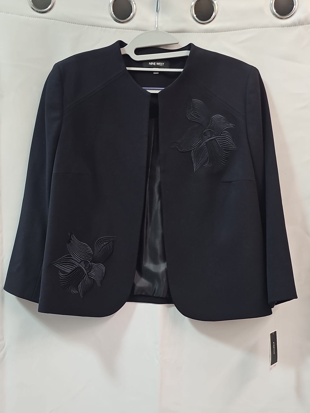 NINE WEST COLLARLESS OPEN FRONT JACKET BFPM-09-214